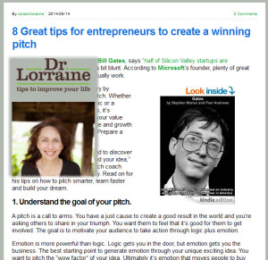 Great Pitch Tips Featured on DrLorraine.net