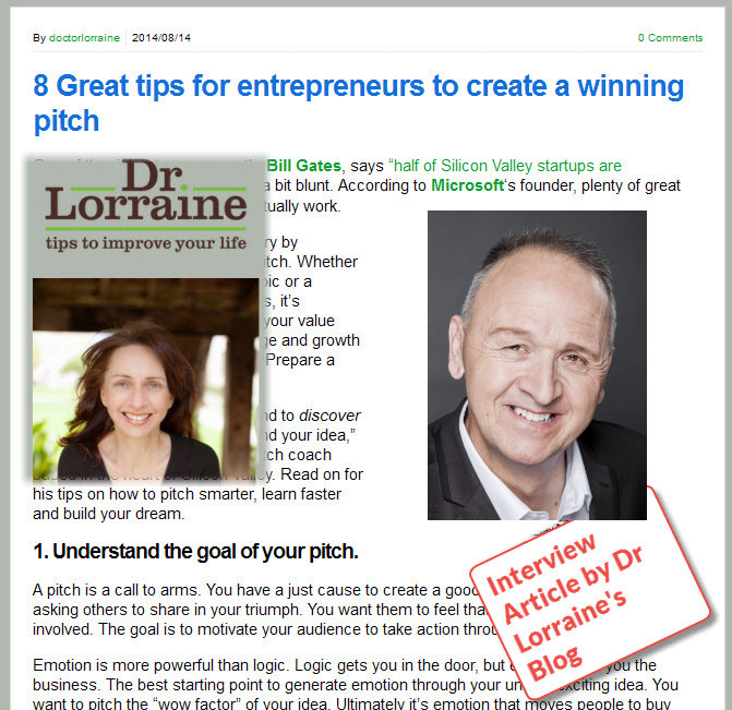 8 Great Pitch Tips Article by DrLorrain.net